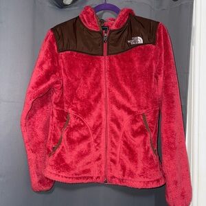 The North Face Red and Brown Fleece Jacket